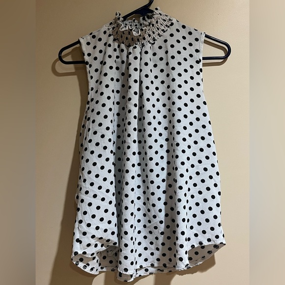 NY Invasion Tops - Black & White Polkadot Blouse